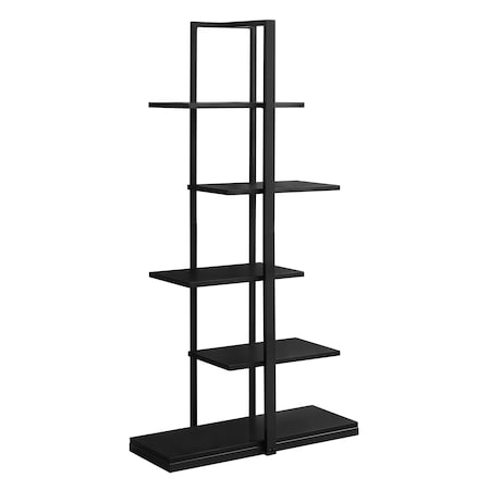 Bookshelf, Bookcase, Etagere, 5 Tier, 60H, Office, Bedroom, Metal, Laminate, Black, Contemporary